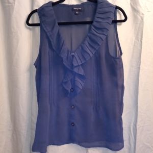 Banana Republic sheer blue ruffle top